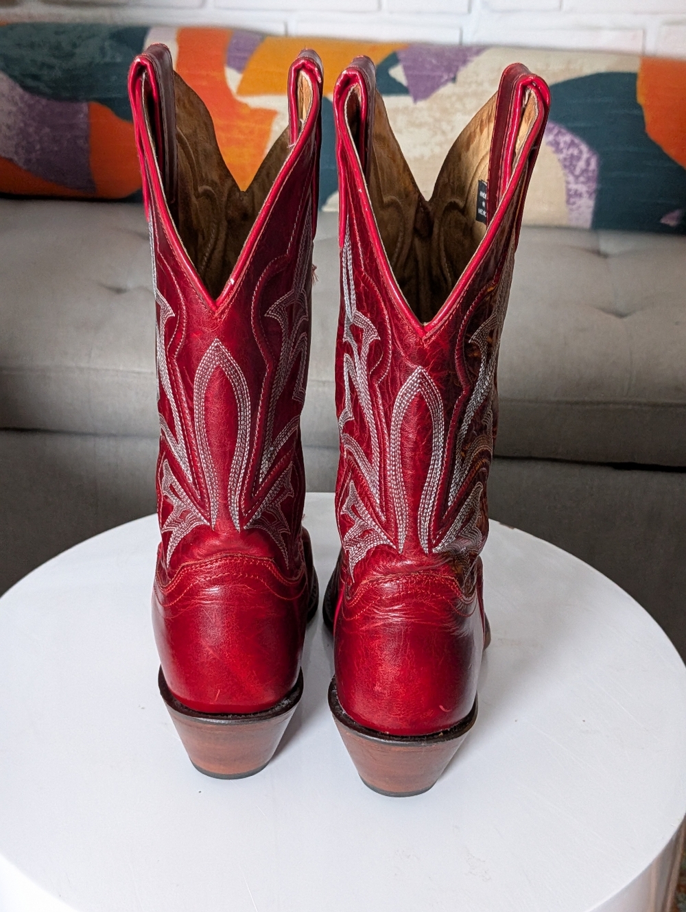 Justin Red Snip Toe Western Boots Size 8B Made in USA - Picture 4 of 8